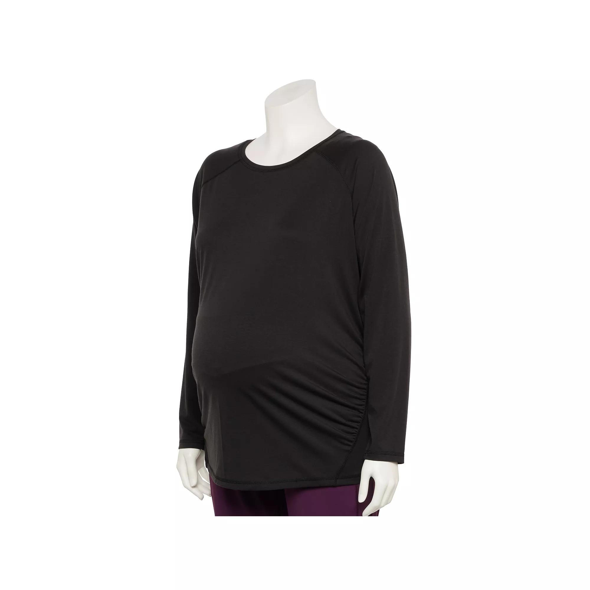 Plus Size Maternity Tek Gear® Long Sleeve Tee, Women's, Size: 4XL, Mineral Black Product Image