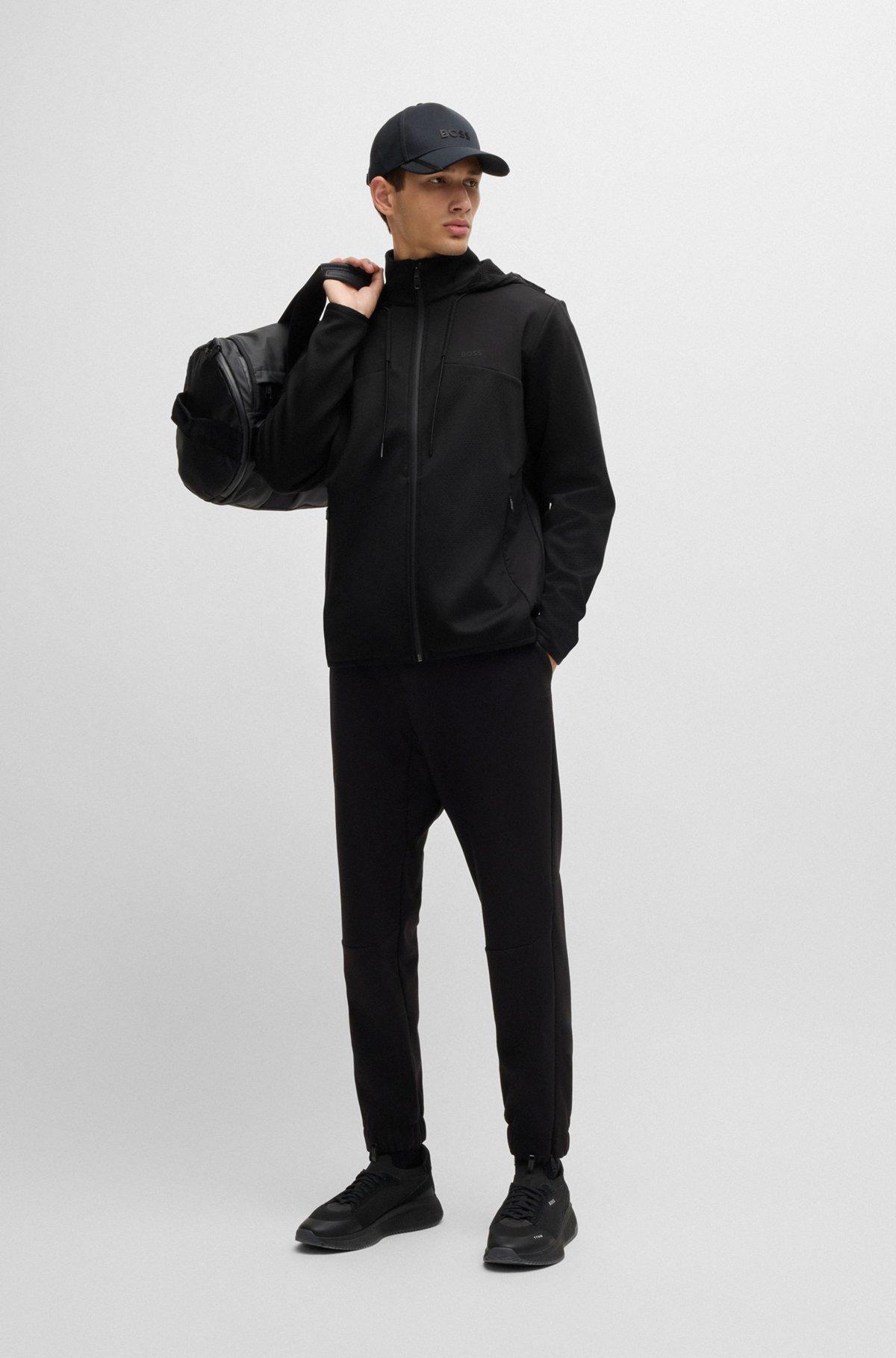 Bonded-fleece zip-up hoodie with logo detail Product Image