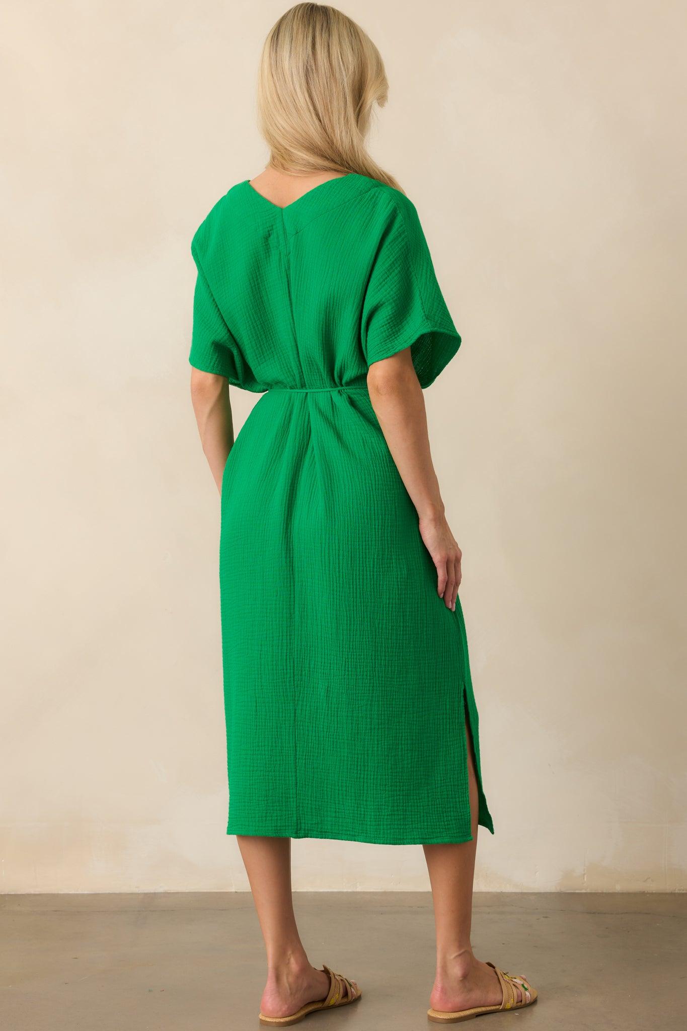 Living For Days Like This Green Rayon Gauze Kaftan Midi Dress Product Image