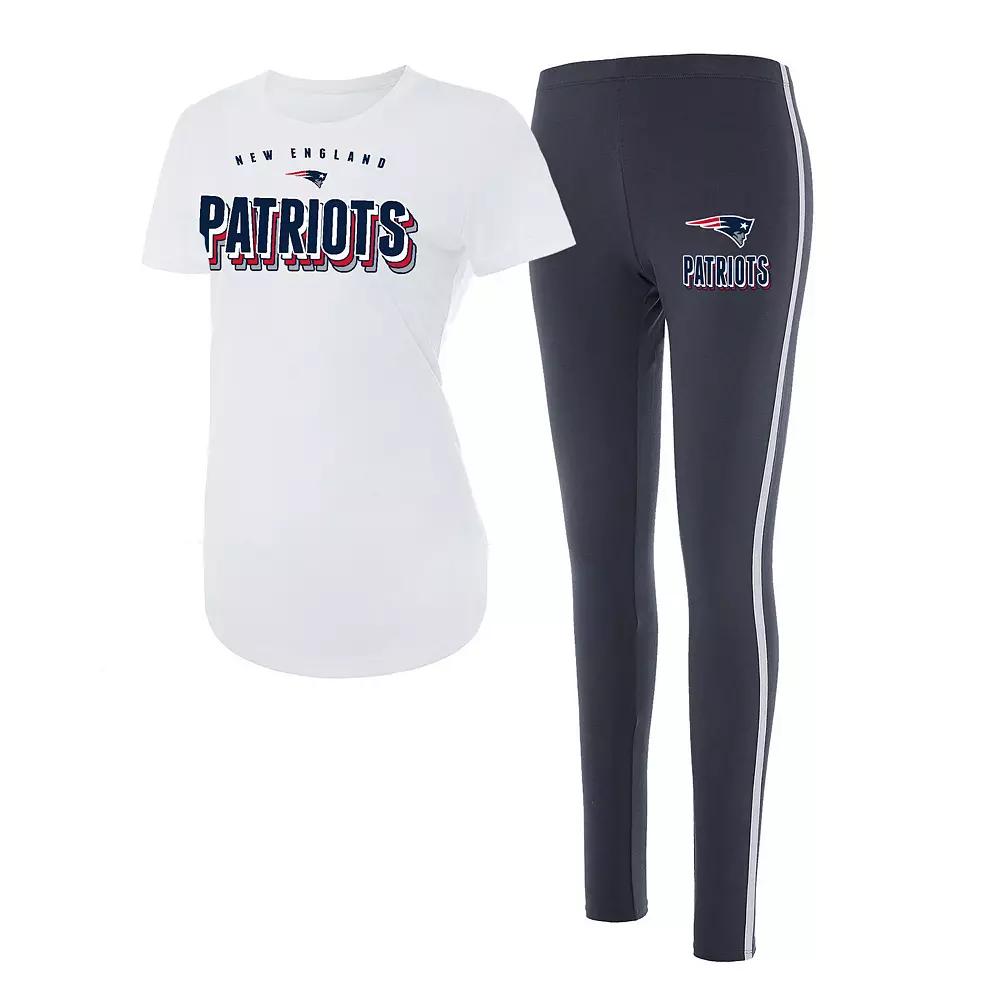 Women's Concepts Sport White/Charcoal New England Patriots Sonata T-Shirt & Leggings Set,  Product Image