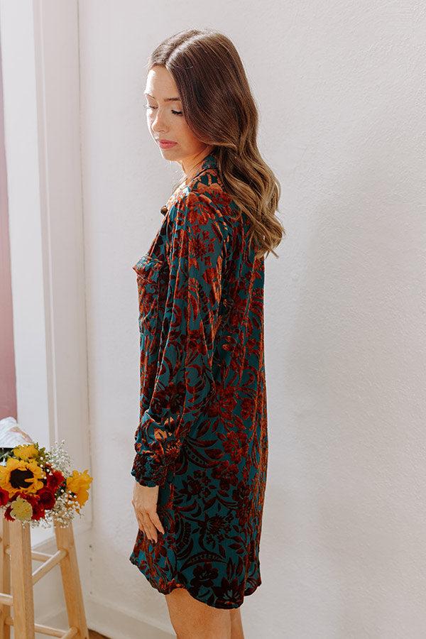 Amber Leaves Velvet Burnout Mini Dress Product Image