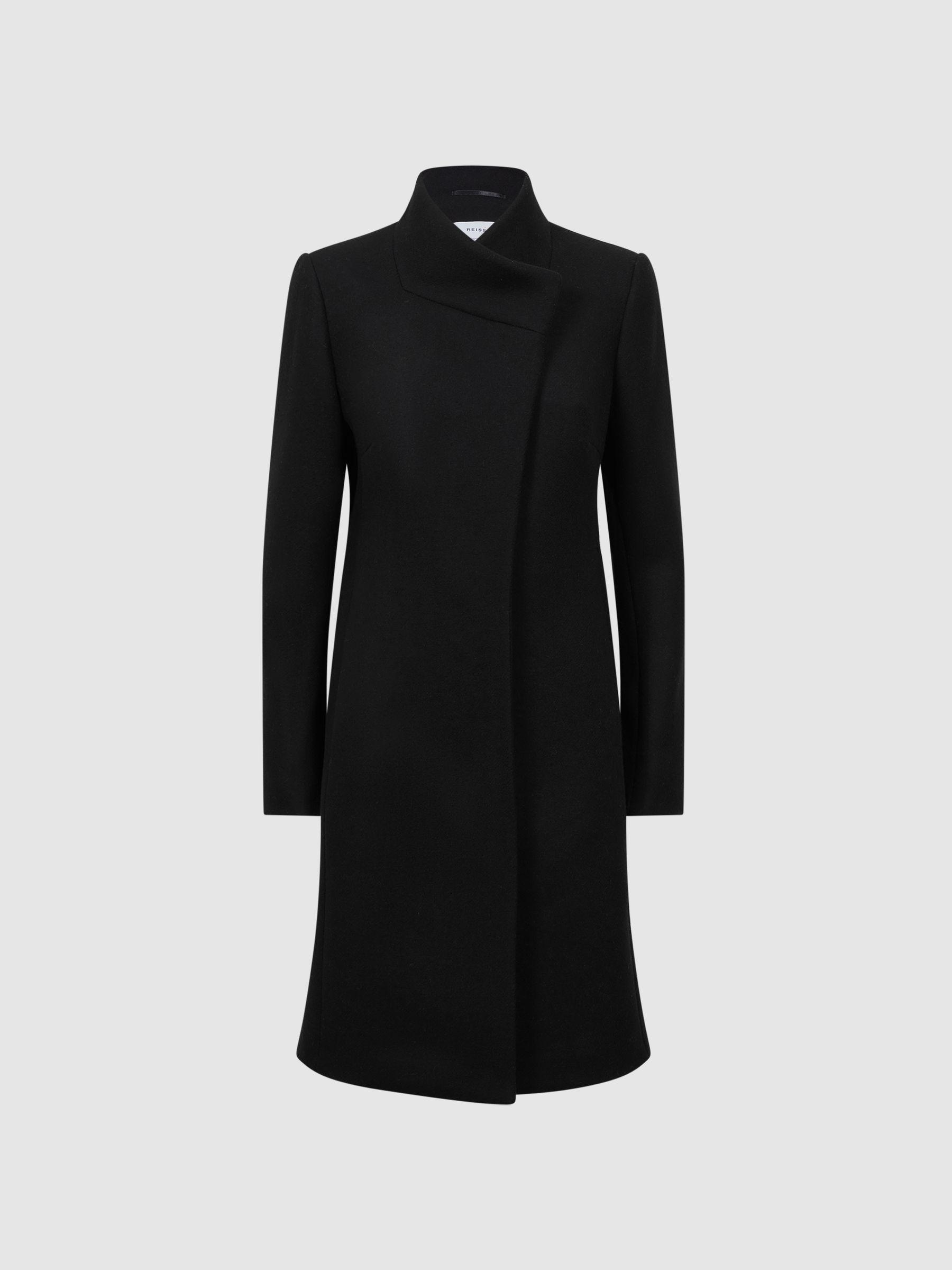Petite Wool Blend Mid-Length Coat in Black Product Image
