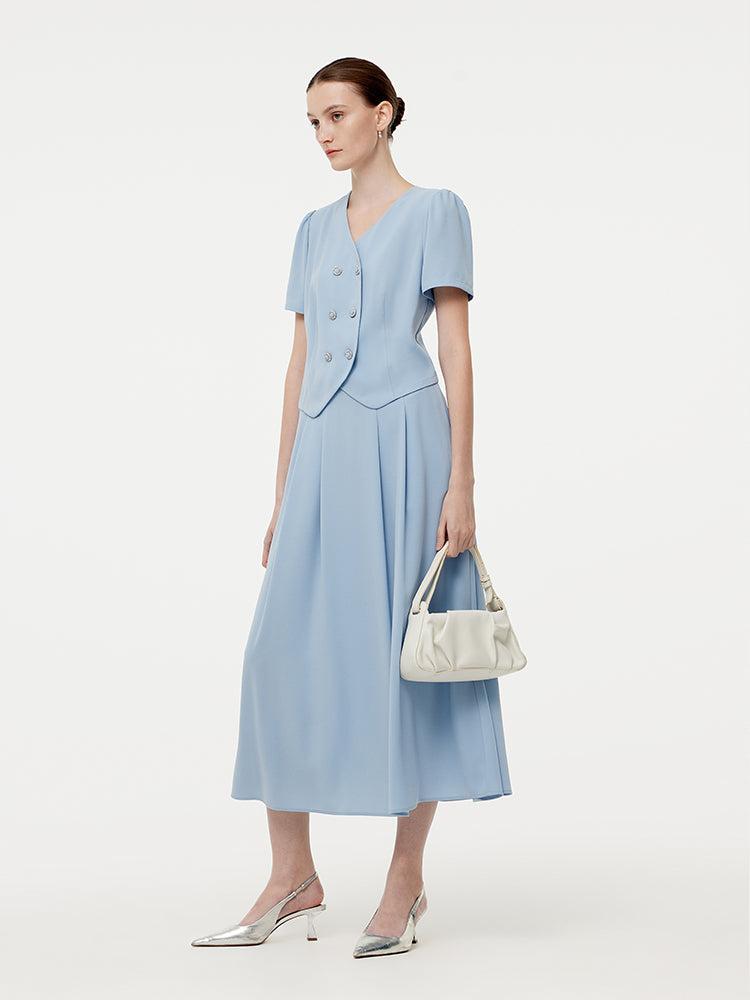 Acetate Crop Jacket And A-Line Skirt Two-Piece Set Product Image