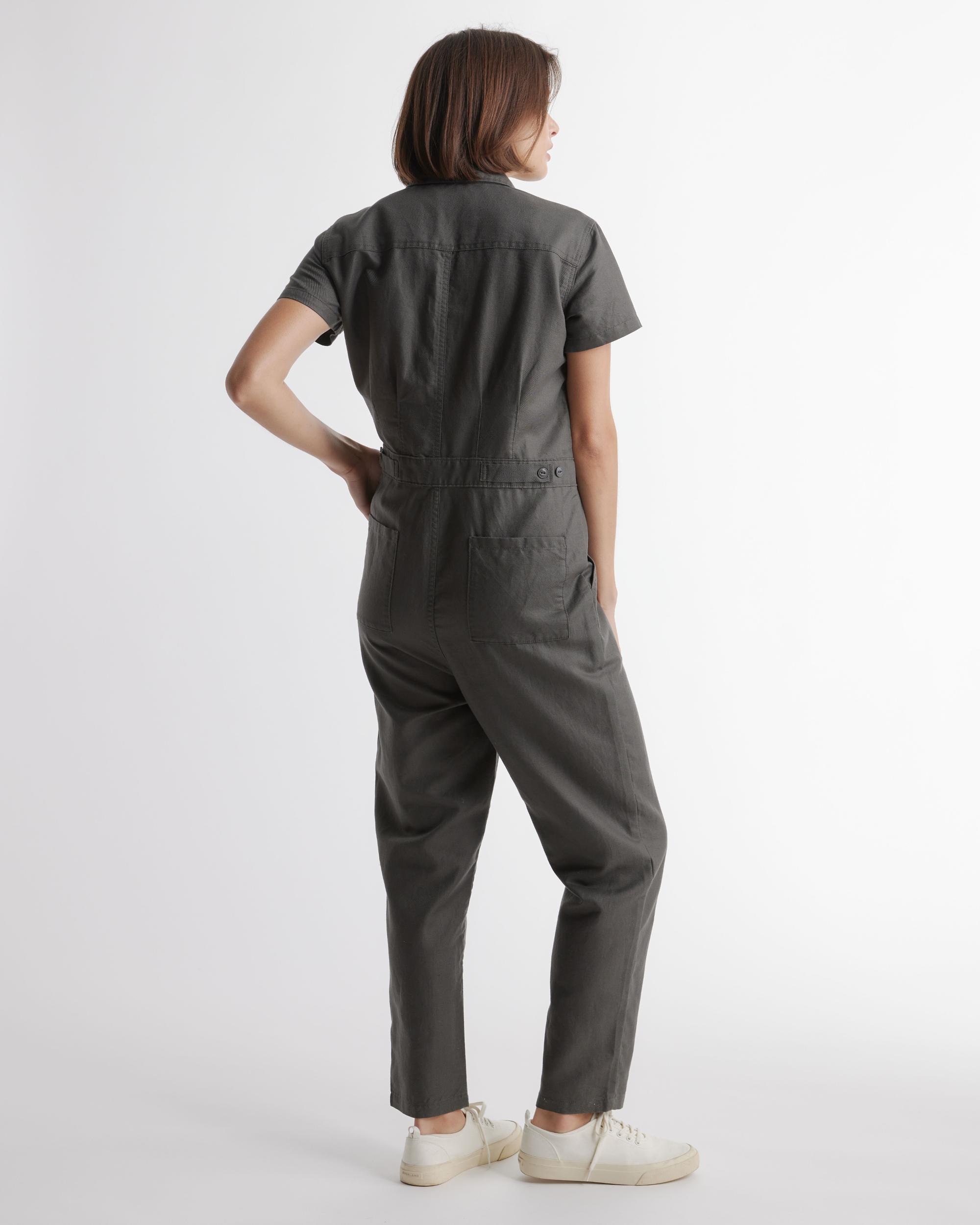 Quince | Women's Cotton Linen Twill Short Sleeve Coverall Jumpsuit Size XL Product Image