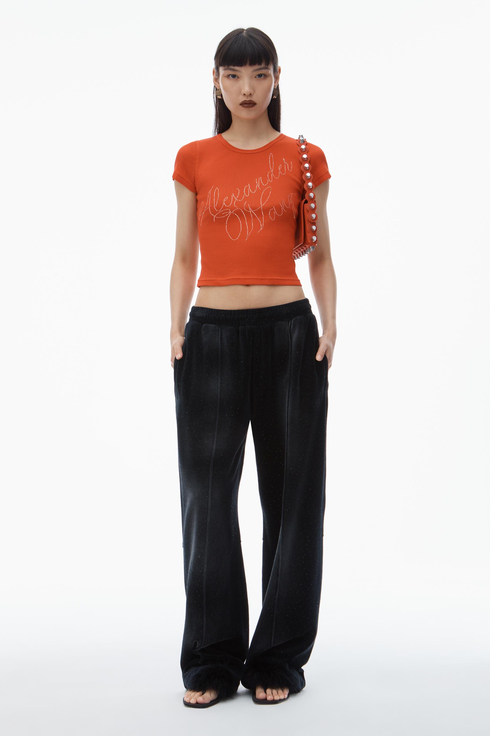 Crystal Hotfix Tee In Ribbed Jersey Product Image