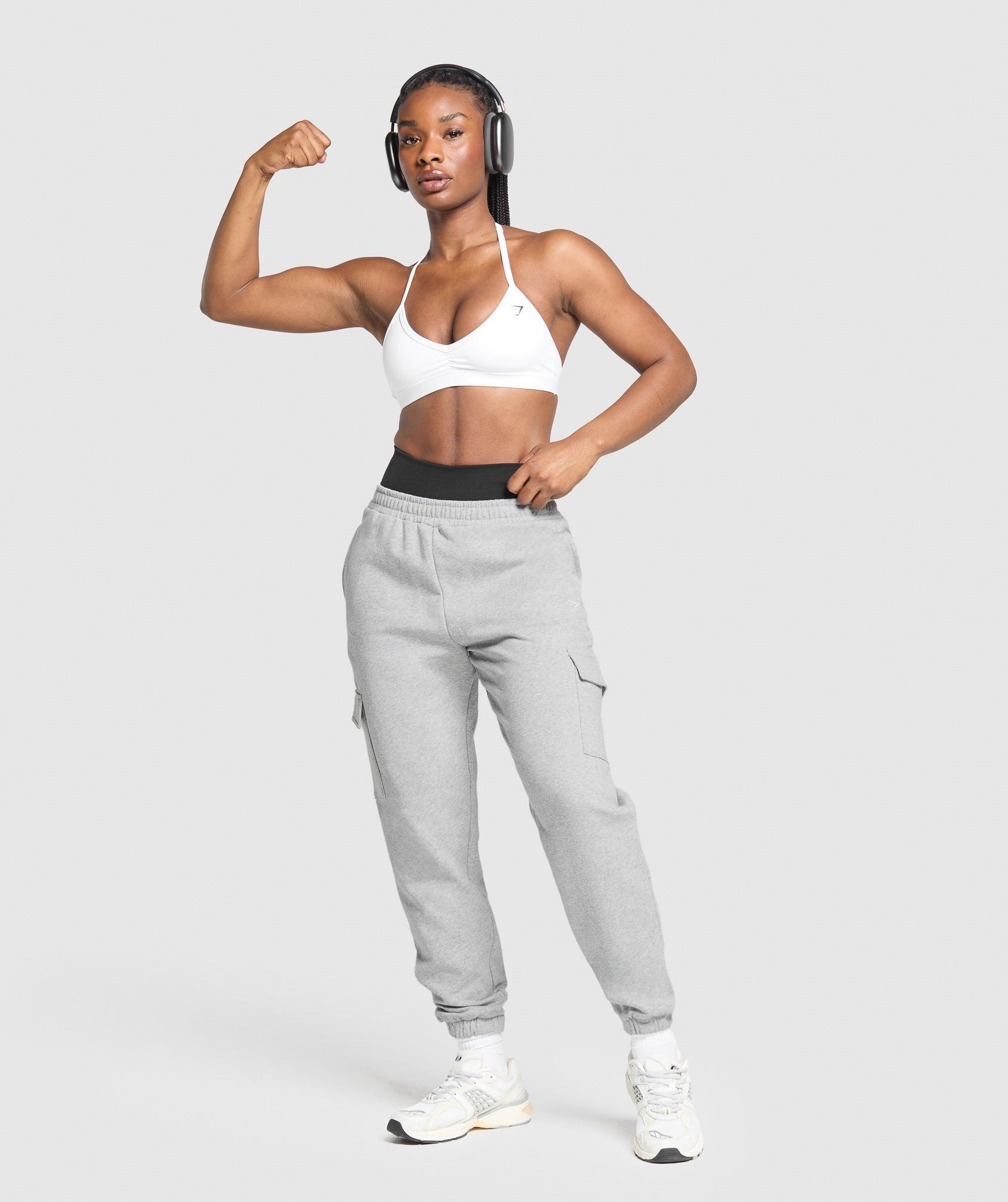 Gymshark Fleece Cargo Joggers - Light Grey Core Marl Female Product Image