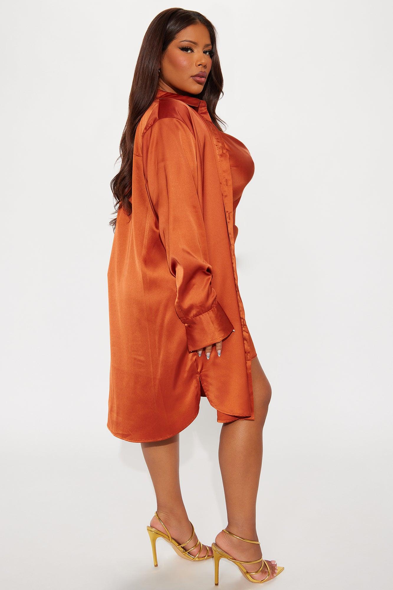 Adria Satin Mini Dress Set - Cognac Female Product Image