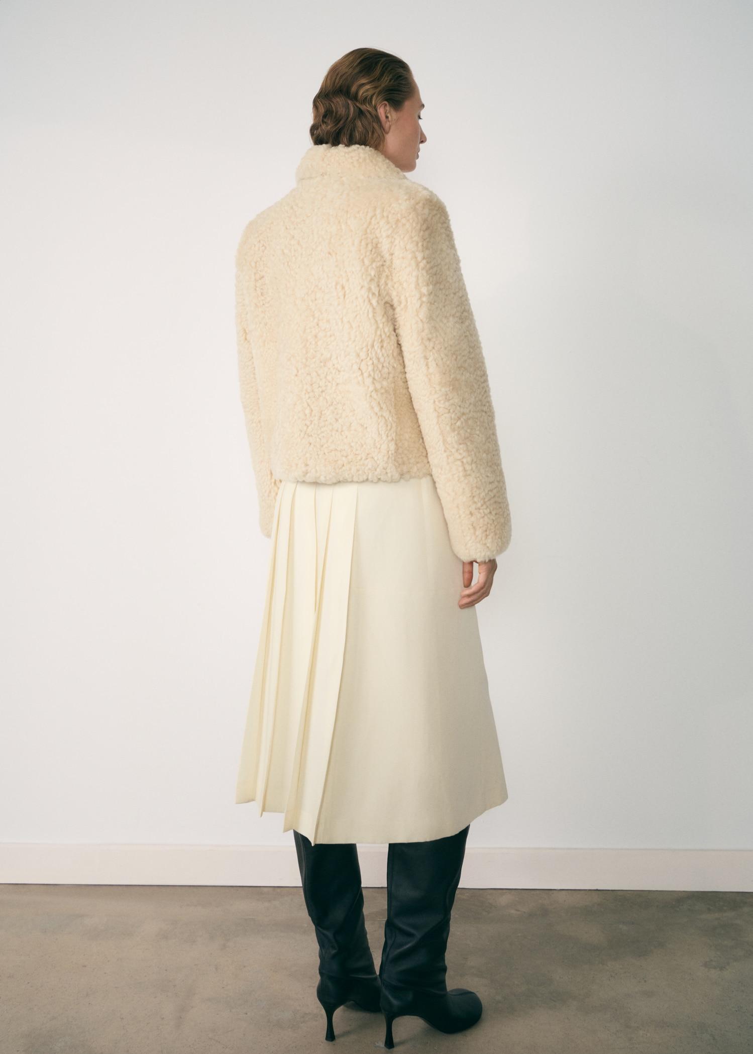 Shearling leather coat - Women | MANGO USA Product Image