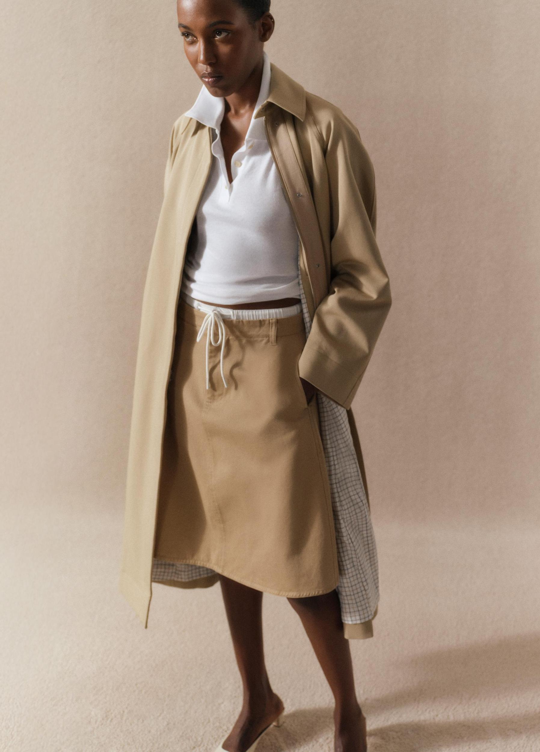 Double-Waistband Cotton Skirt Product Image