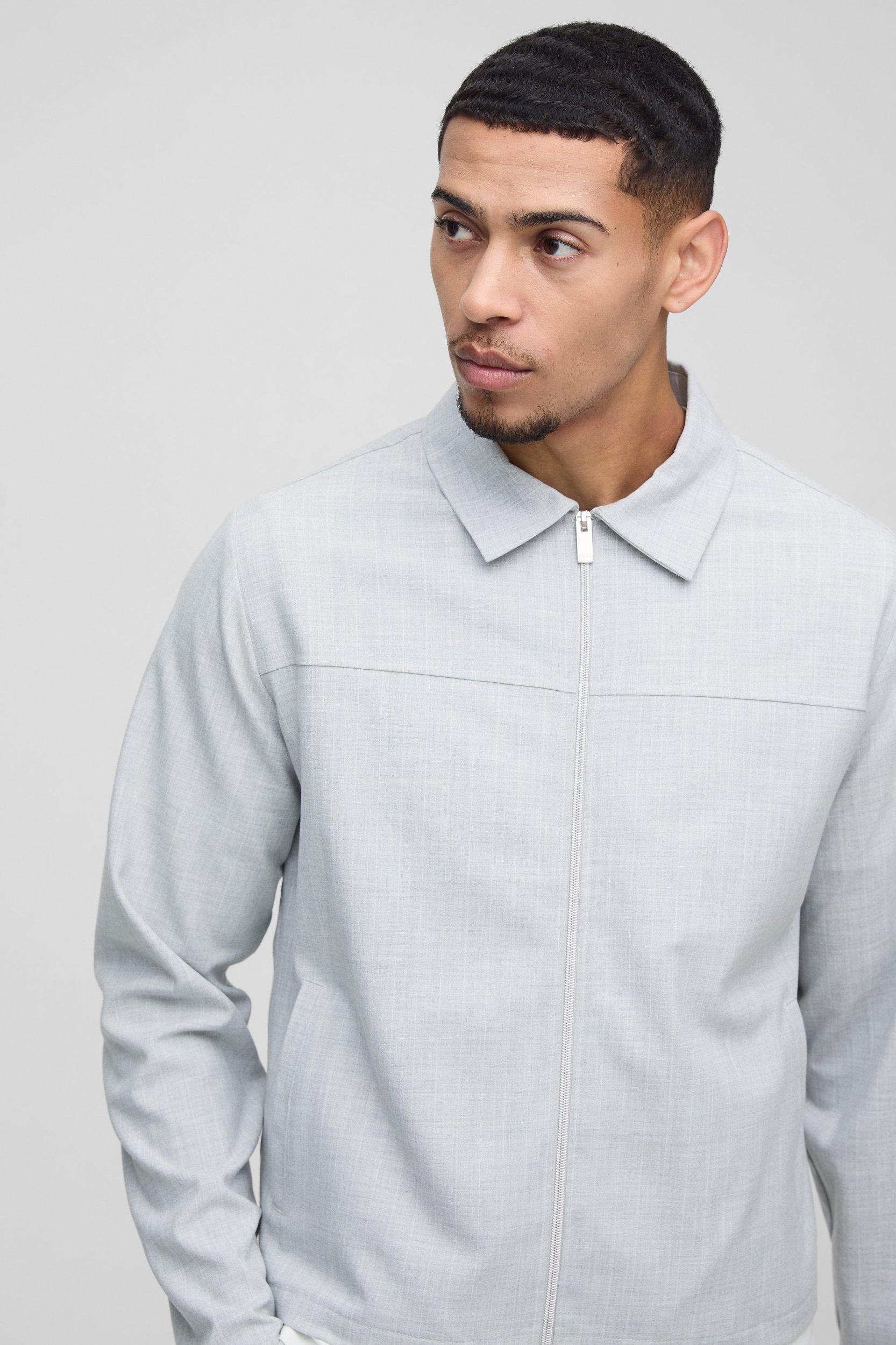 Regular Fit Stripe Harrington Jacket | boohooMAN USA Product Image