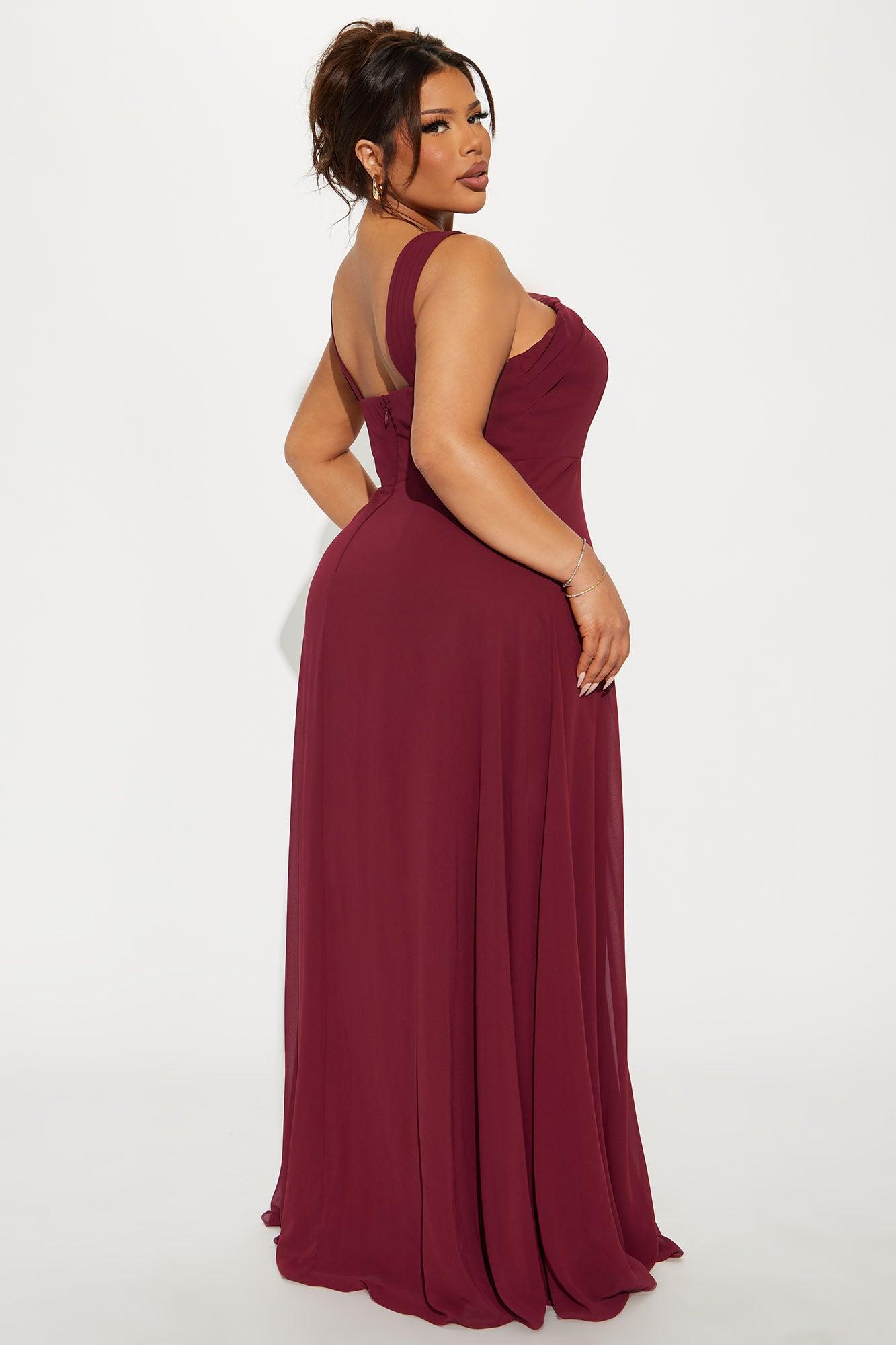 Natalie Chiffon Maxi Dress - Wine Product Image