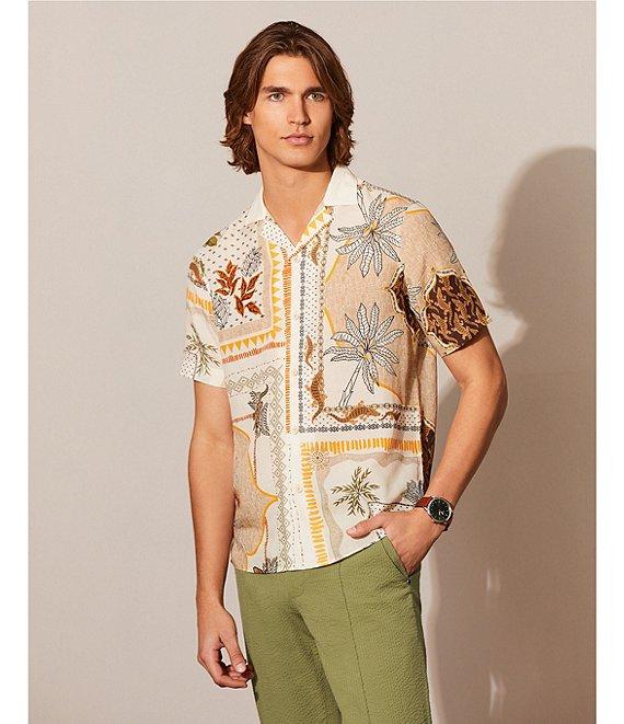 Murano Crocodile World Collection Slim Fit Placed Bandana Print Short Sleeve Woven Camp Shirt Product Image