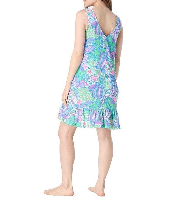 Beach House Anna Texture Pique V-Neck Ruffle Hem Swim Cover-Up Dress Product Image