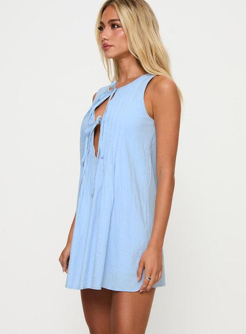 Caddie Tie Mini Dress Blue Product Image