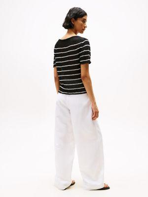 Short-Sleeve Textured Open-Knit Sweater Product Image