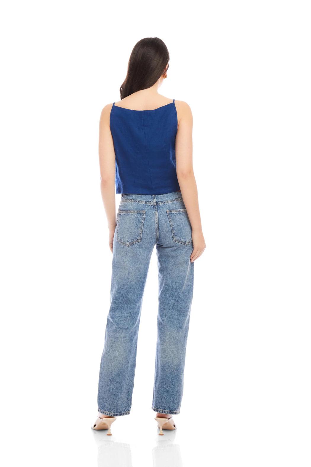 Elis Sleeveless Button-Up Top- Sea Product Image