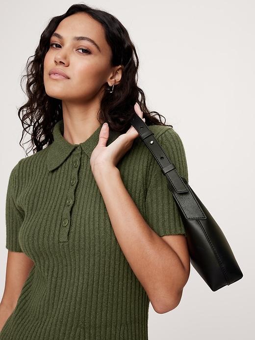 Ribbed Polo Sweater Dress Product Image