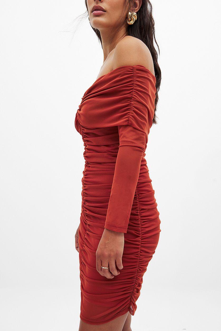 Rouched Long Sleeve Mini Dress Product Image