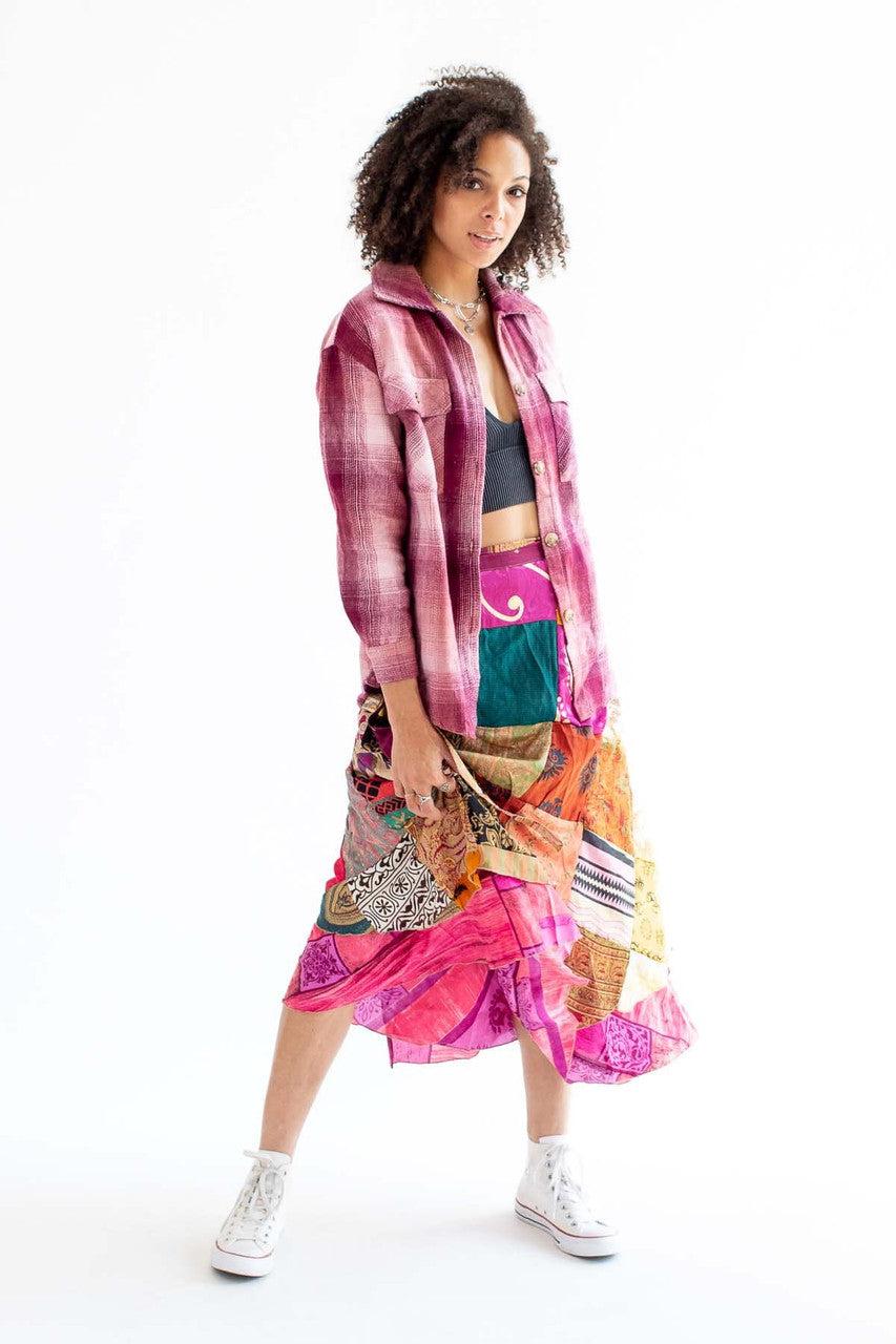 Apple Butter/Pink Oversized Plaid Shacket Product Image