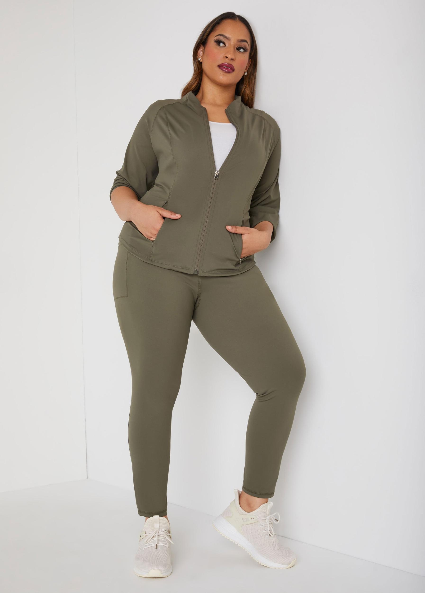 Plus Size Stretch Knit Athletic Jacket Ashley Stewart Product Image