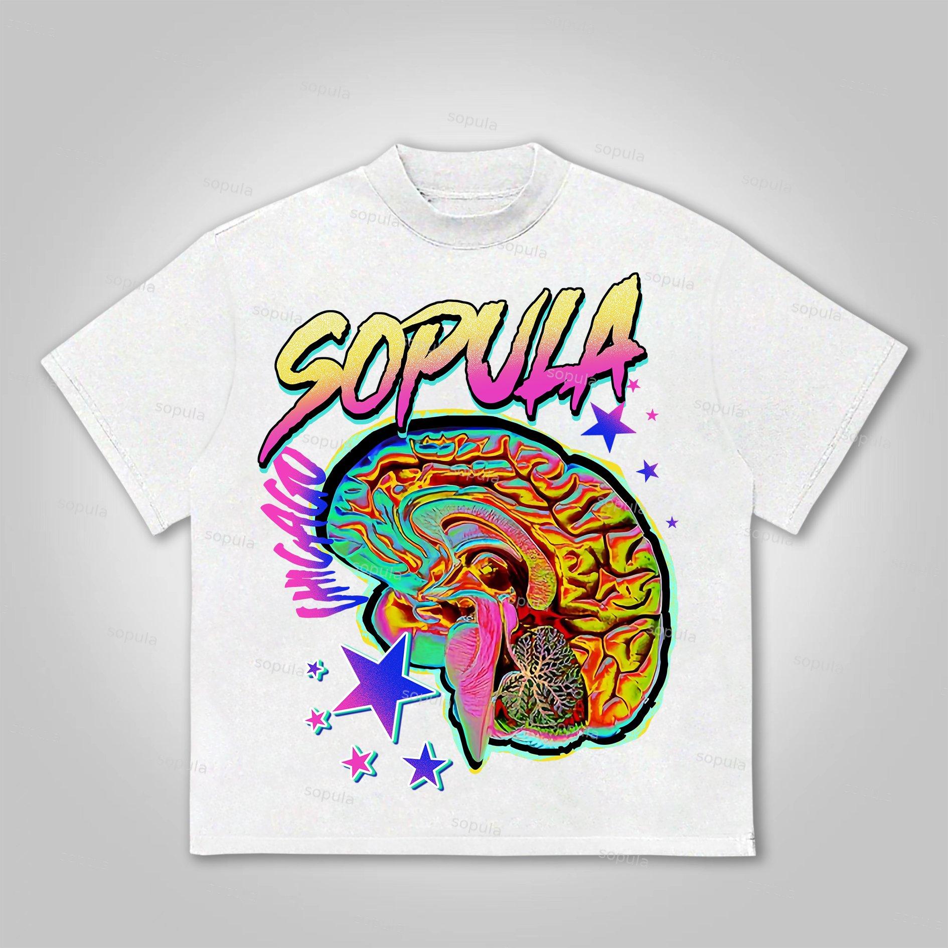 Sopula Studio Fun Color Brain Graphic Print Cotton T-Shirt Product Image