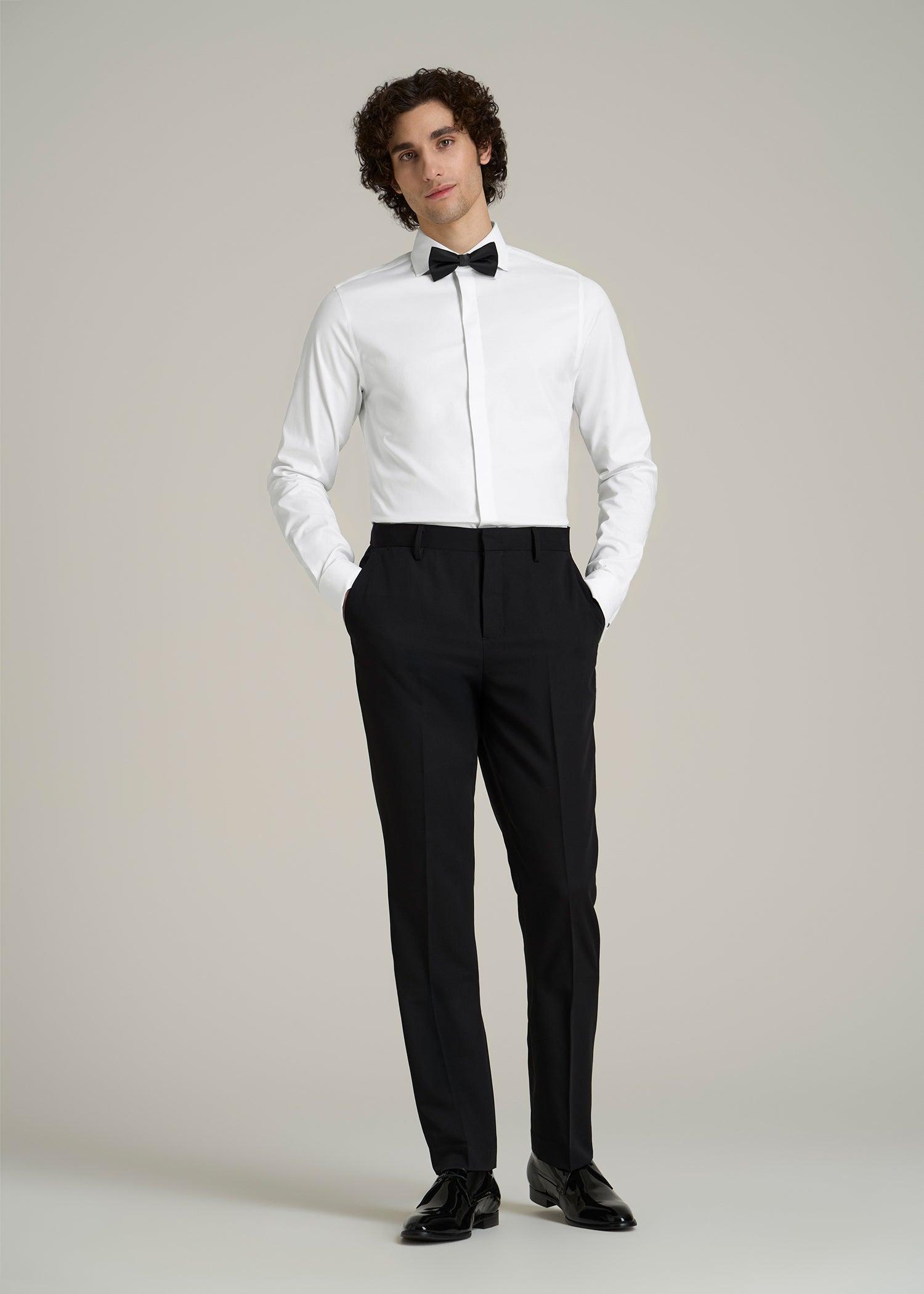 Tuxedo Shirt for Tall Men in White Male Product Image