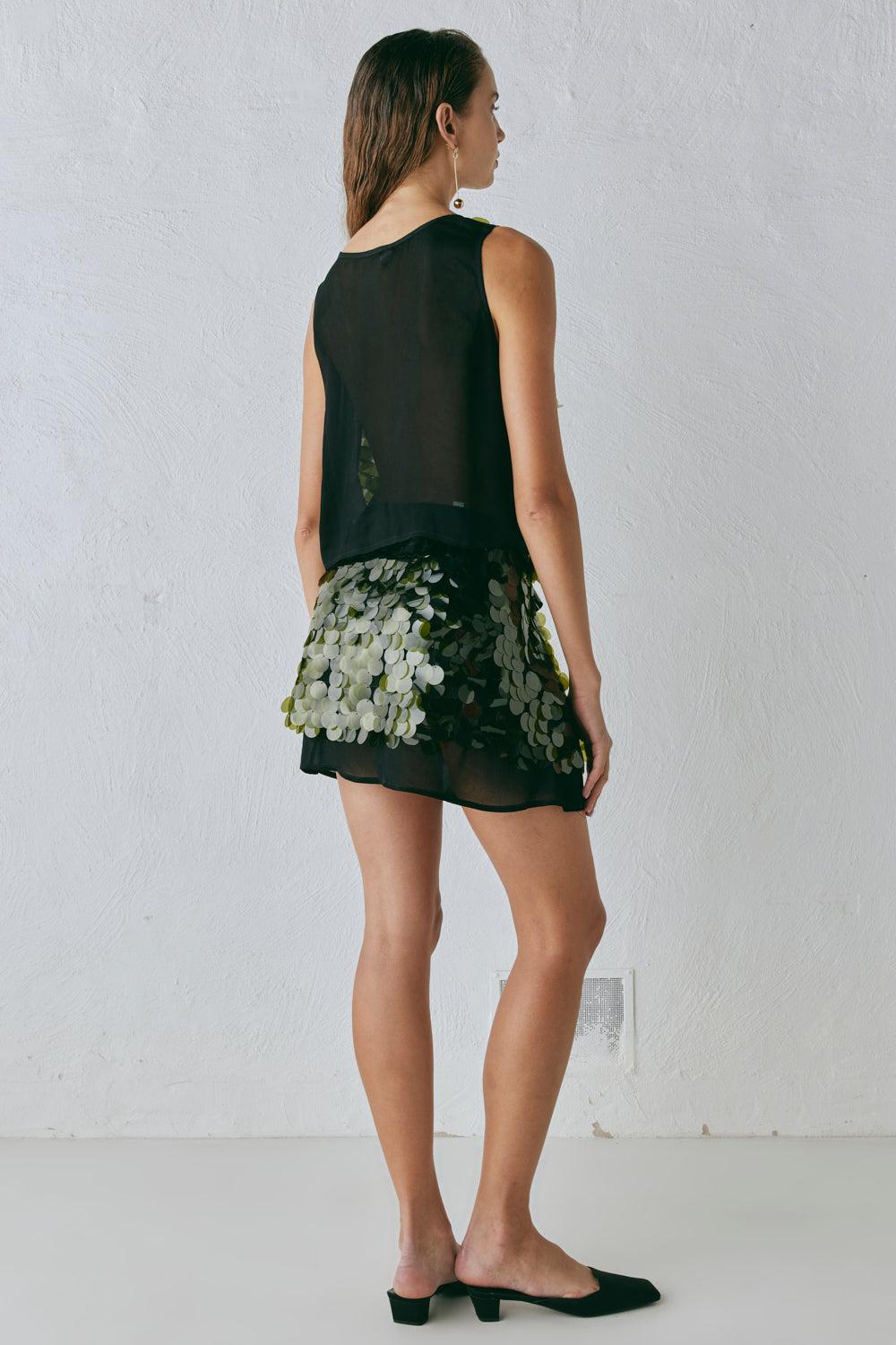 Anok Sequin Mini Skirt Olive Product Image