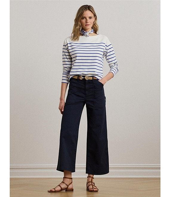 Lauren Ralph Lauren Stretch Chino Wide Leg Cropped Pants Product Image