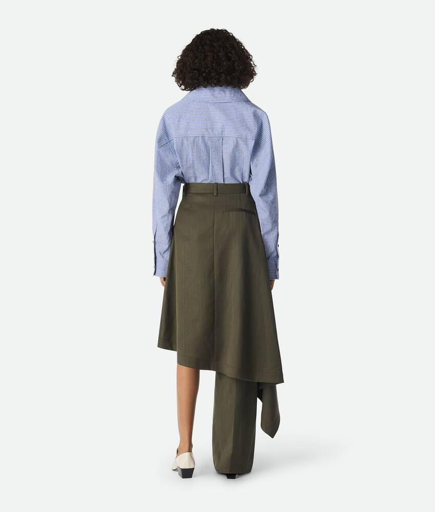 Women's Wool Subtle Stripe Skirt Trousers in Forest/caper melange Product Image