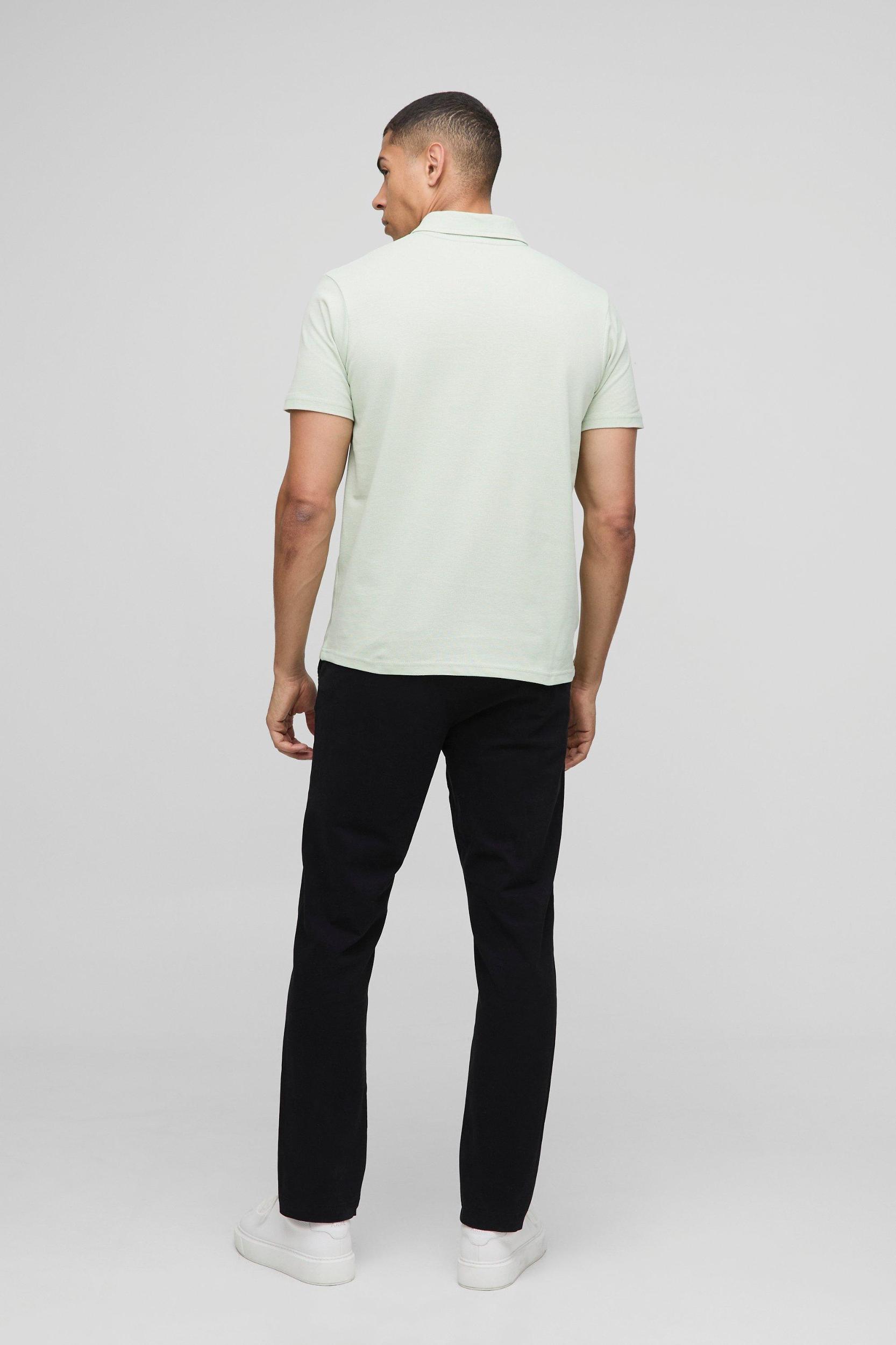 Slim Fit Basic Pique Polo | boohooMAN USA Product Image