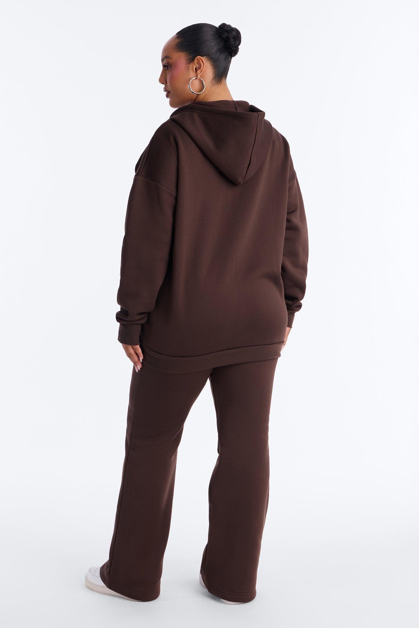 Zaira Fleece Flare Pant Set - Chocolate Female Product Image