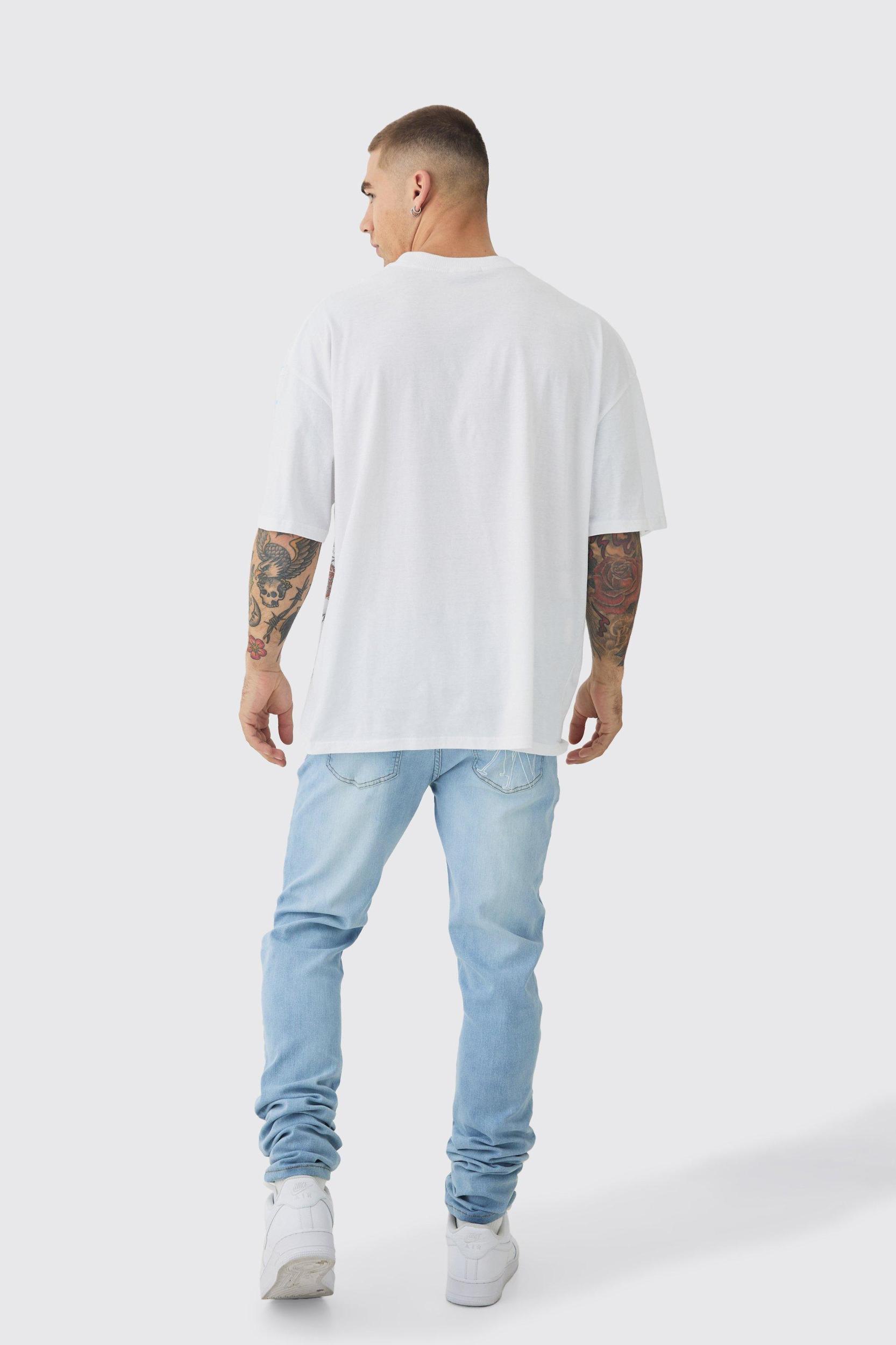 Skinny Stretch Stacked Ripped Jeans | boohooMAN USA Product Image