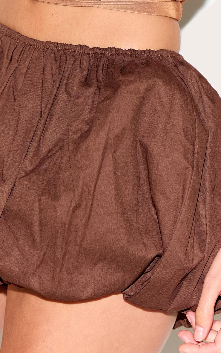 Dark Chocolate Cotton Low Rise Puffball Mini Shorts Product Image