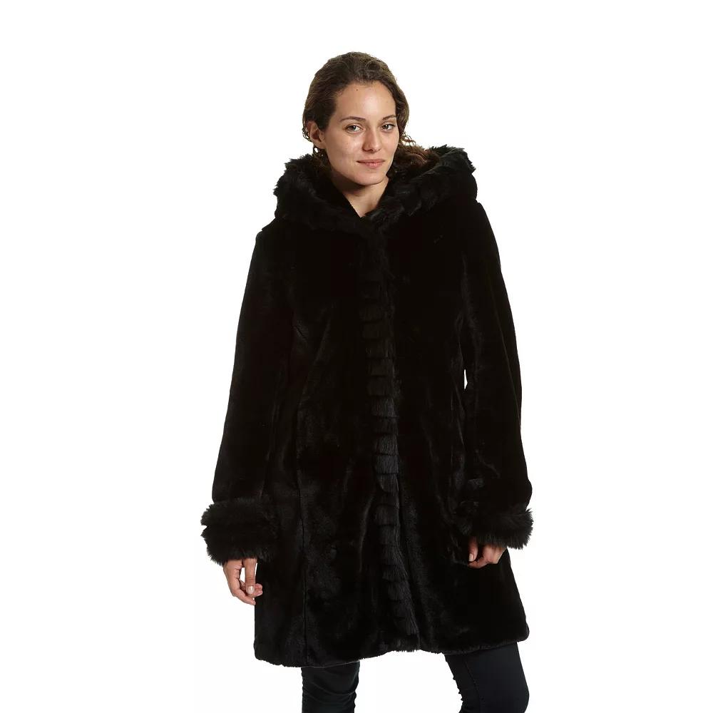 Plus Size Excelled Hooded Faux-Fur Jacket, Women's, Size: 2XL, Black Product Image