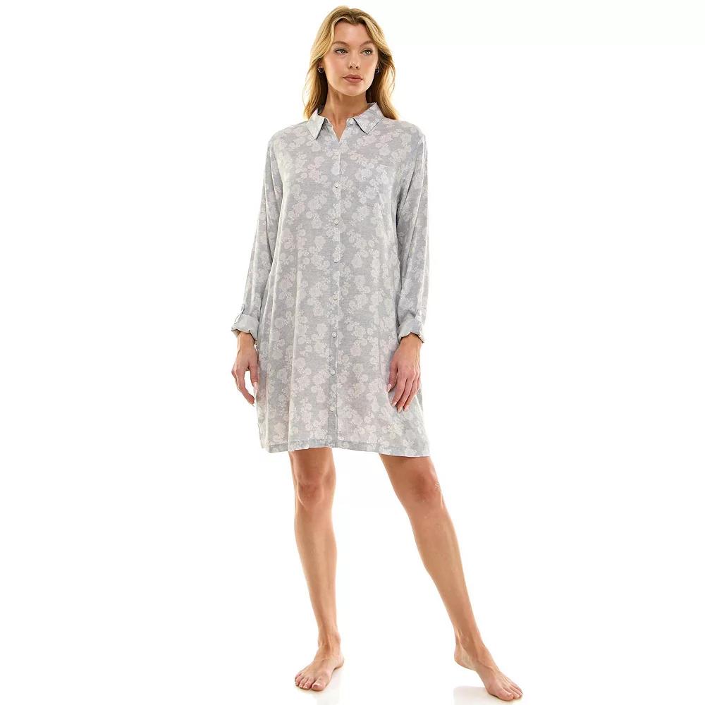 Women's Croft & Barrow® Woven Button-Up Sleepshirt,  Product Image