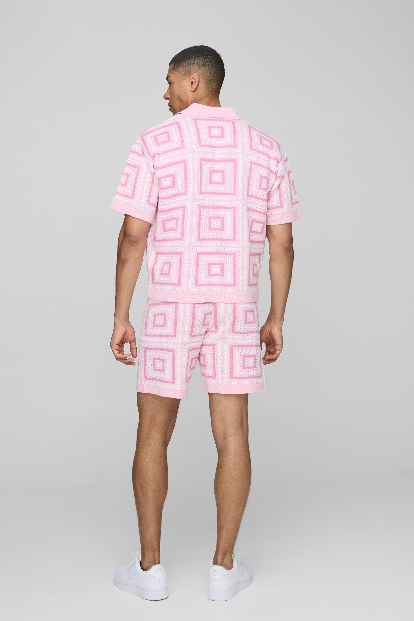 Relaxed Crochet Knit Short | boohooMAN USA Product Image