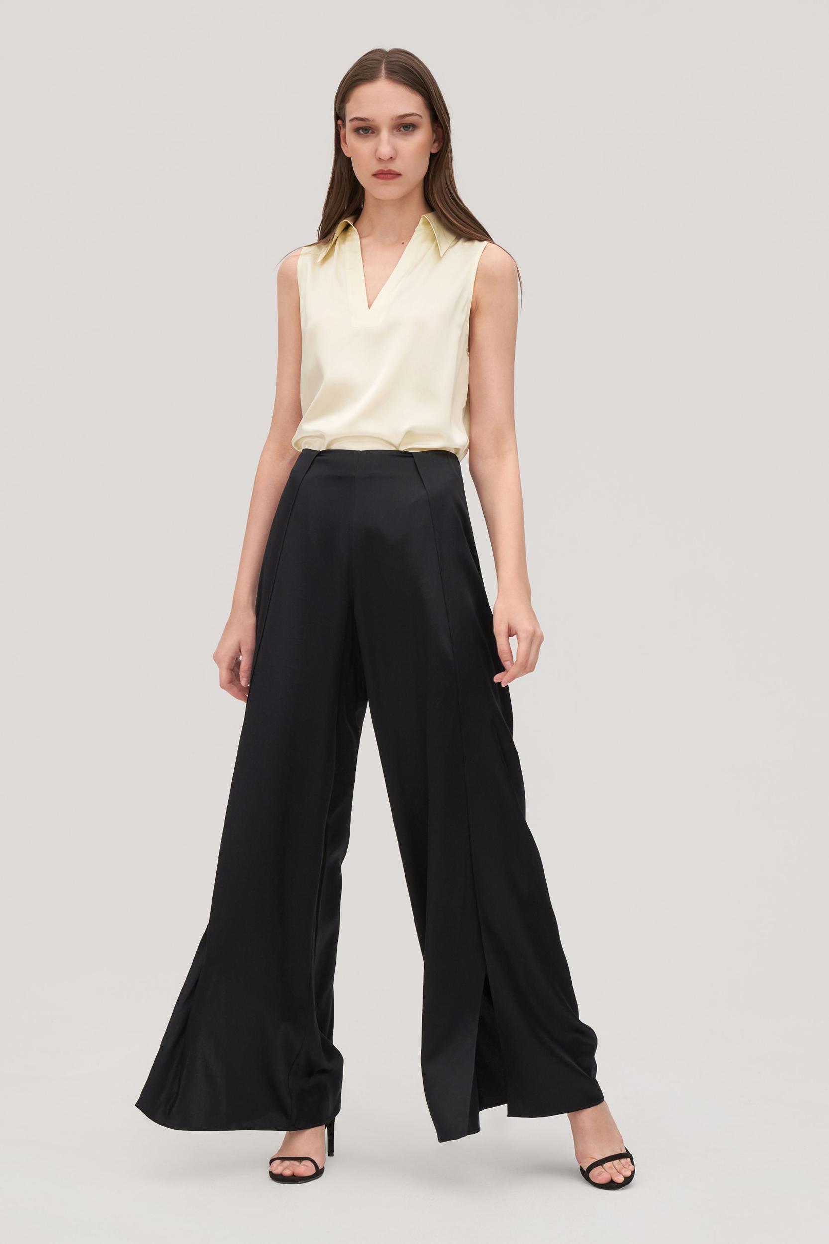 V-Neck Sleeveless Silk Violet Shirt For Women Product Image