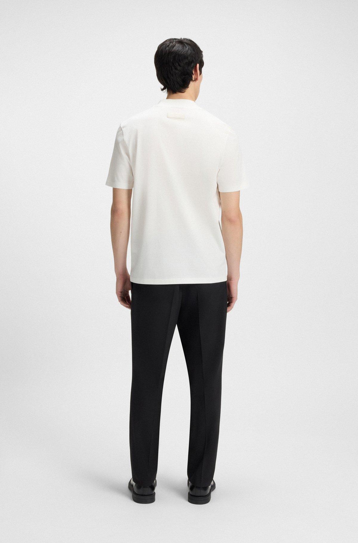 HUGO - Slim-fit T-shirt in stretch cotton with stand collar - White Product Image