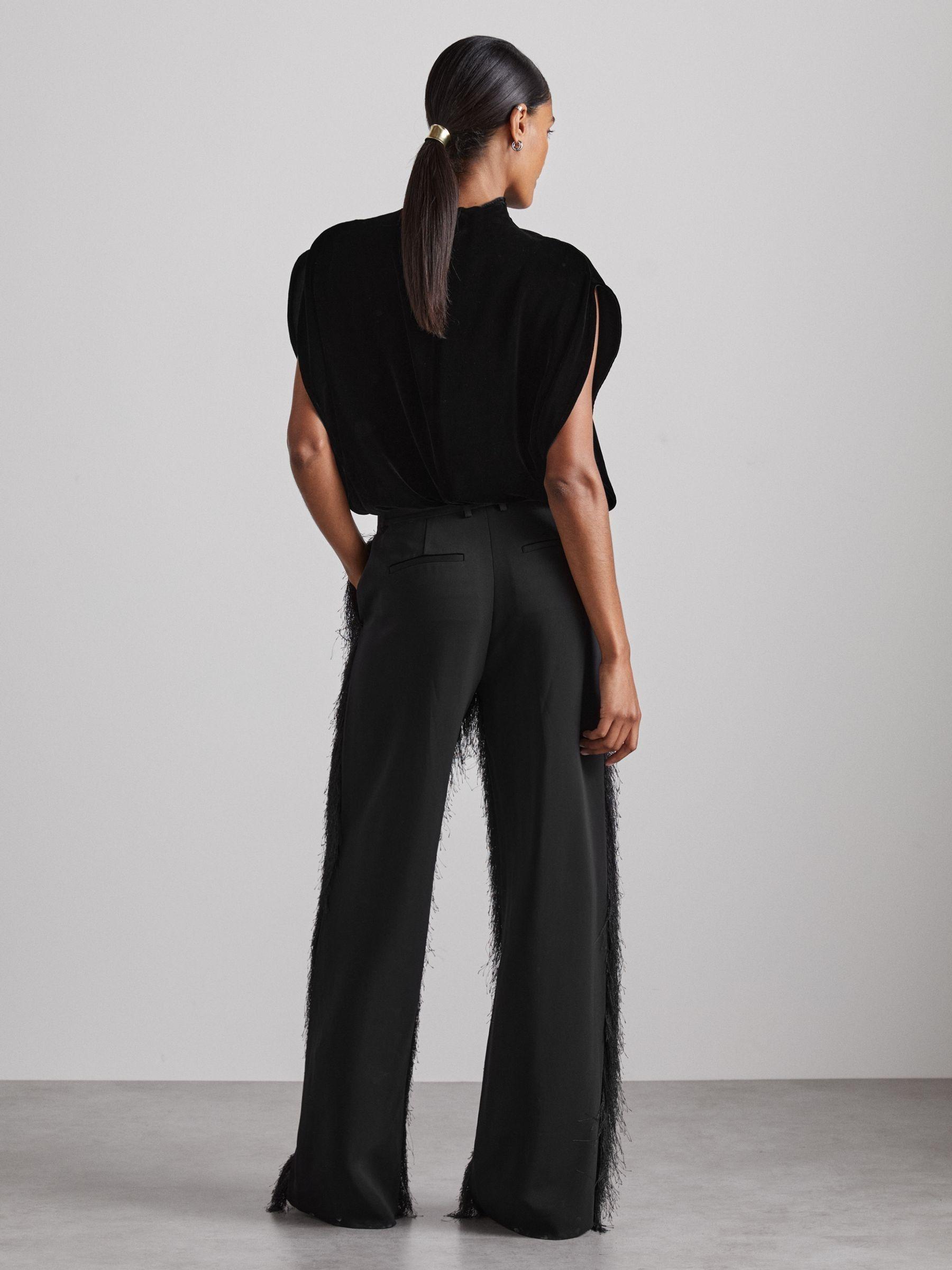 Atelier Velvet Draped Sleeveless Bodysuit in Black Product Image