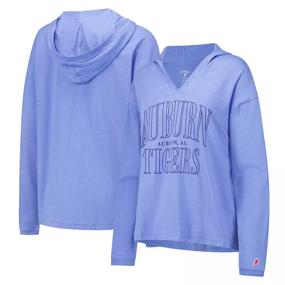Women's League Collegiate Wear Light Blue Auburn Tigers Slub Long Sleeve V-Neck Hoodie T-Shirt, Size: Medium Product Image