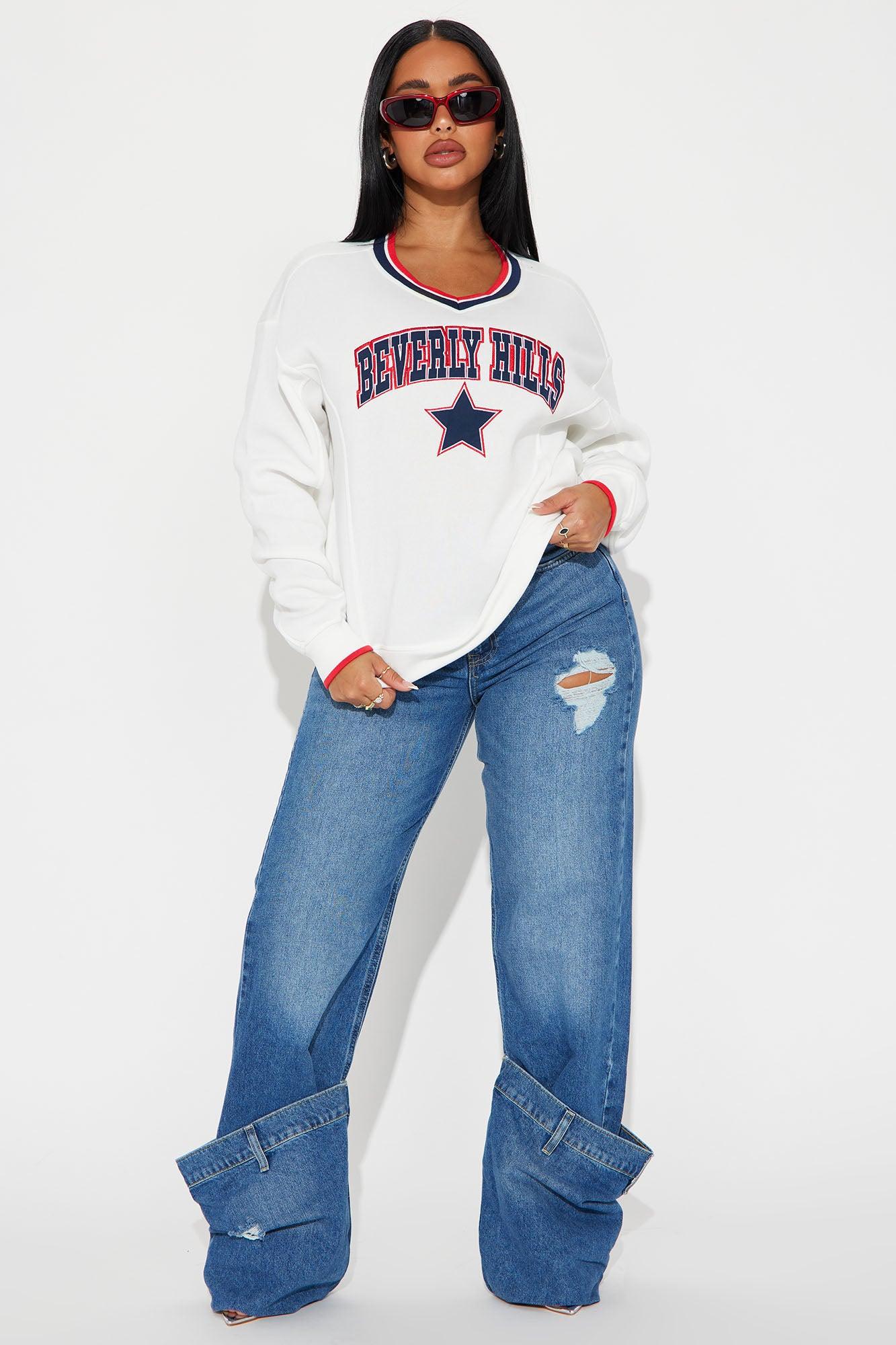 Beverly Hills Varsity Sweatshirt - White Product Image