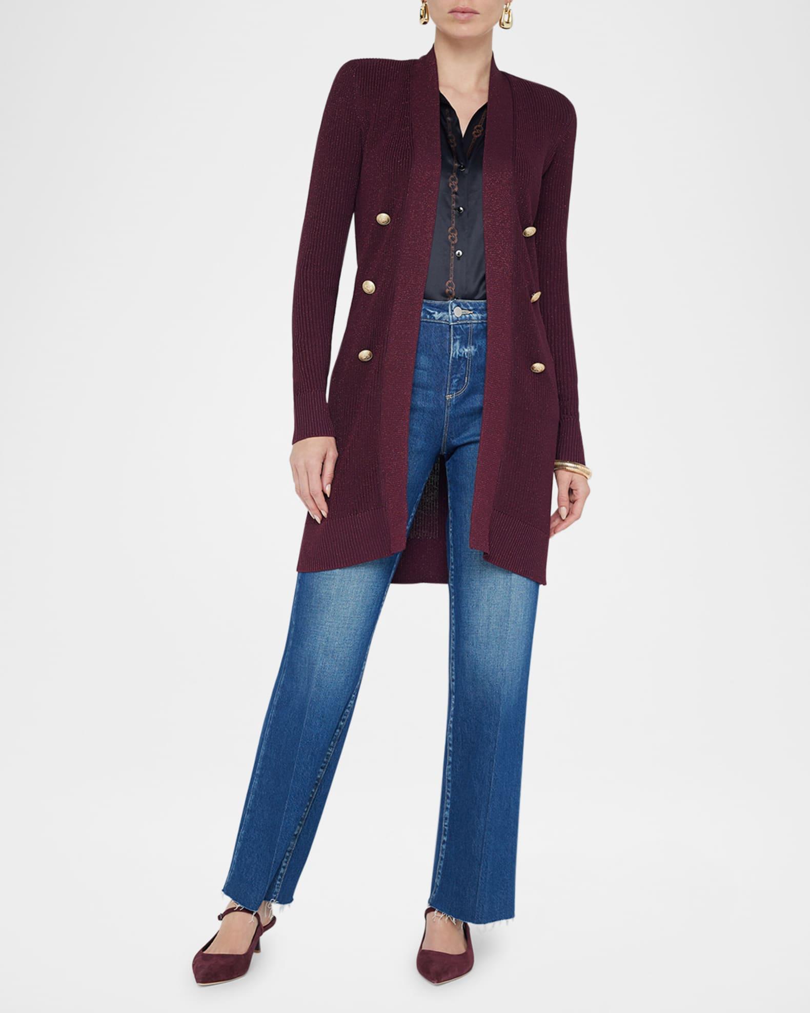 Noe Double-Breasted Metallic-Knit Cardigan Product Image