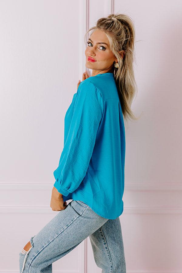 Casual Moment Shift Top in Ocean Blue Product Image