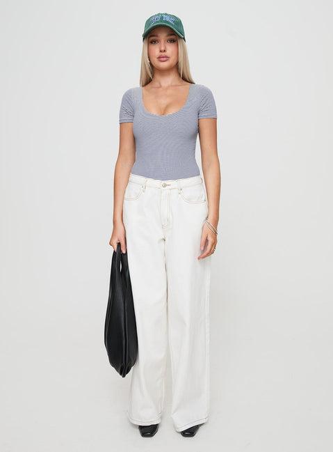 Brynne Bodysuit White / Navy Stripe Product Image