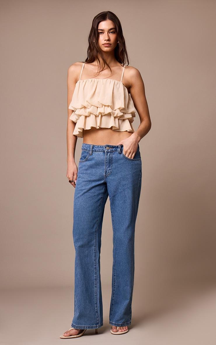 Cream Chiffon Layered Puffball Cami Top Product Image