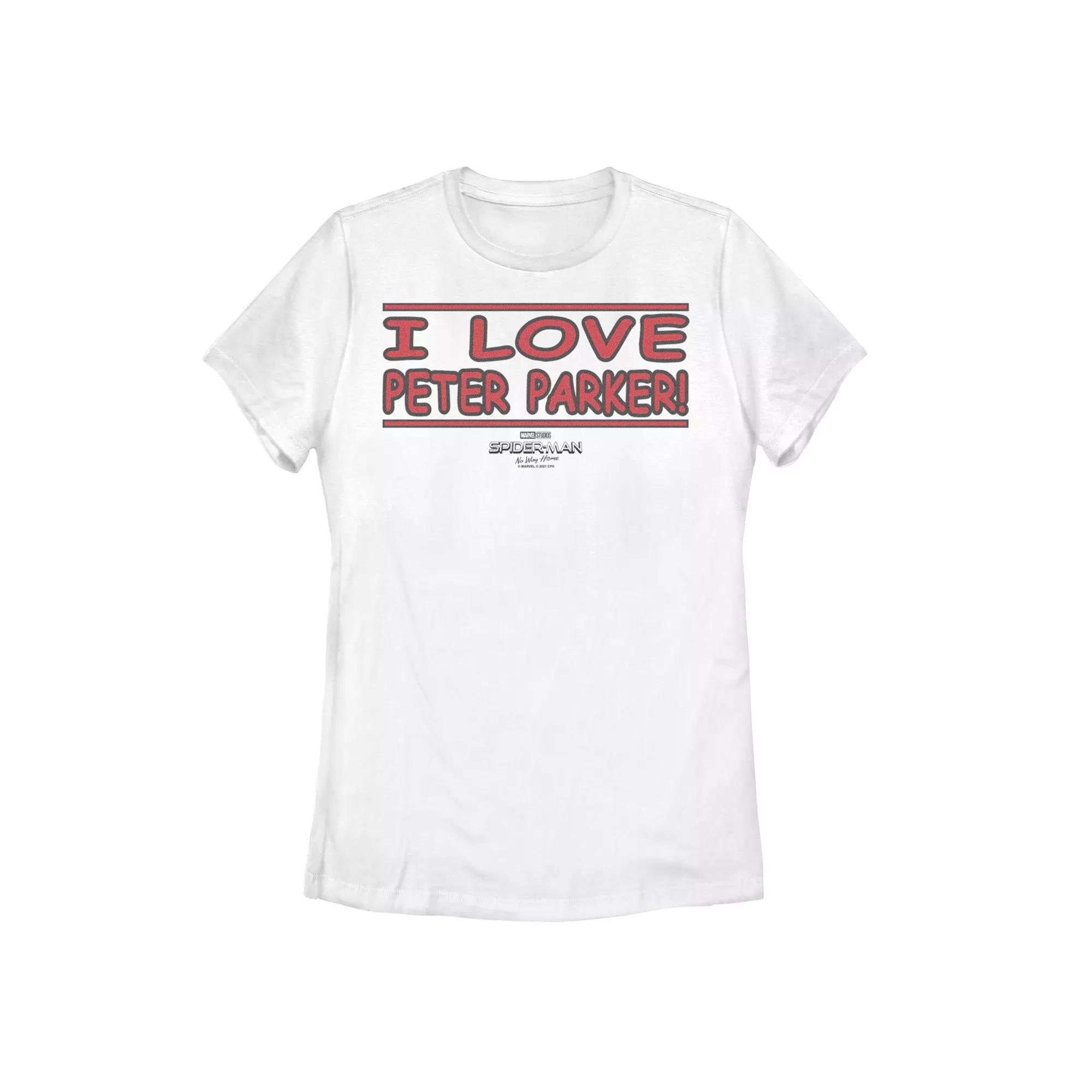 Juniors' Marvel Spider-Man No Way Home I Love Peter Parker Banner Tee, Girl's, Size: XXL, White Product Image