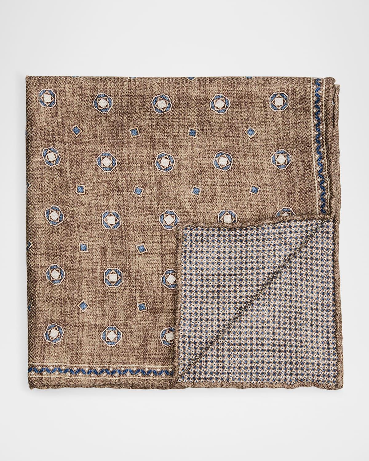 Mens Silk Geometric Pocket Square Product Image