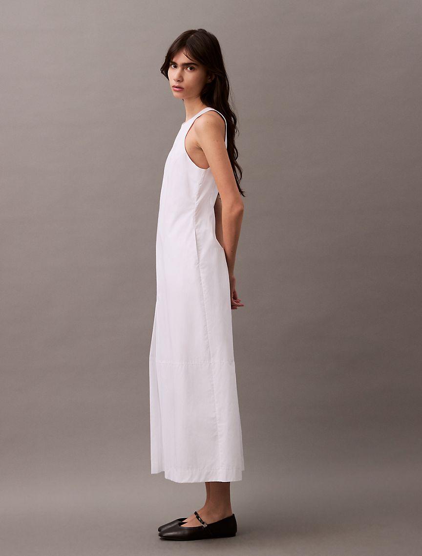 Calvin Klein Women's Cotton Poplin Sleeveless Midi Dress - White - 2 Product Image
