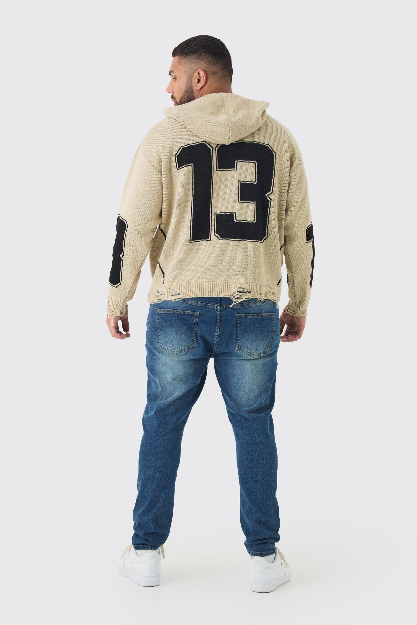 Plus Skinny Jeans With All Over Rips | boohooMAN USA Product Image