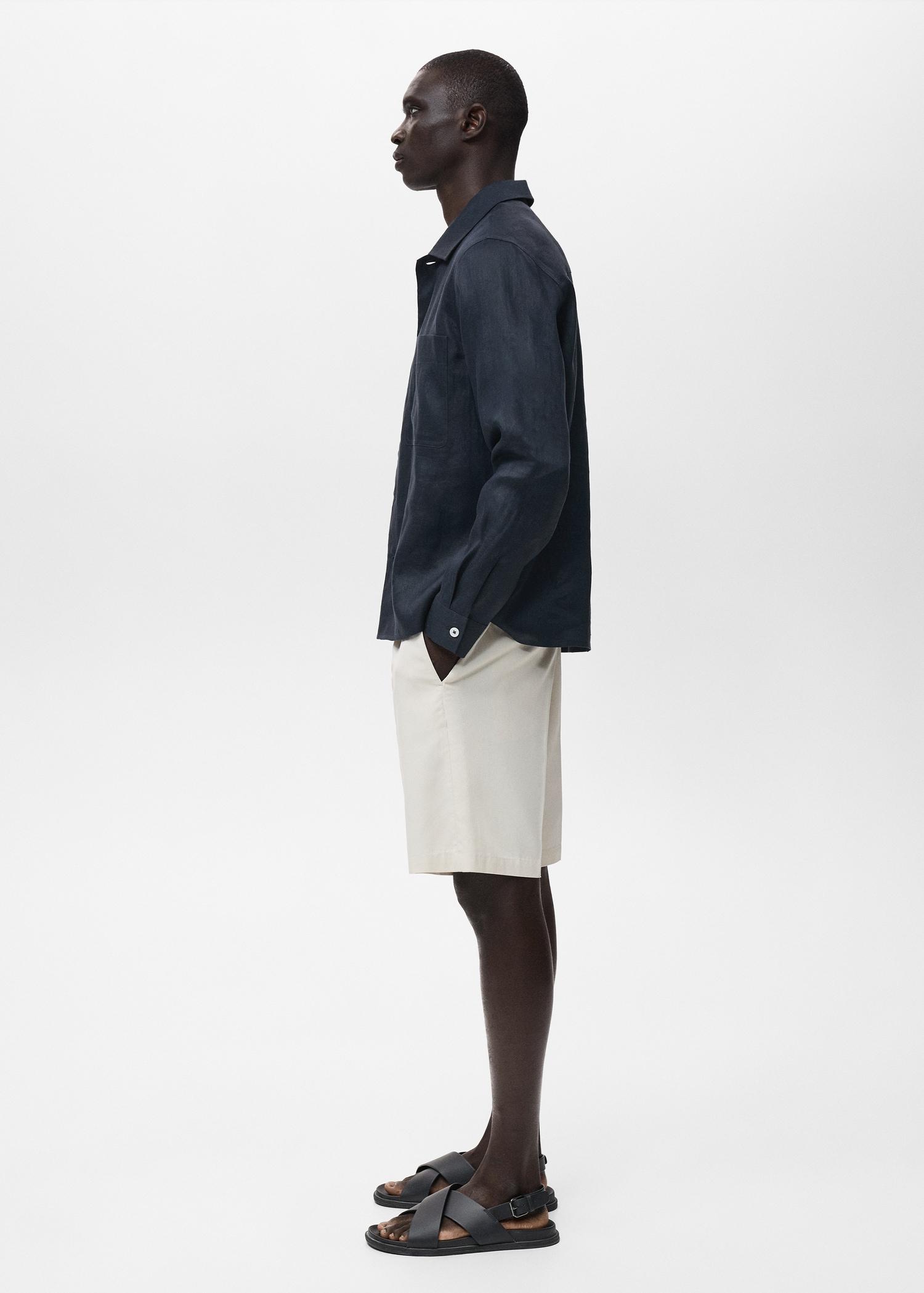 100% linen bermuda shorts - Men | MANGO USA Product Image